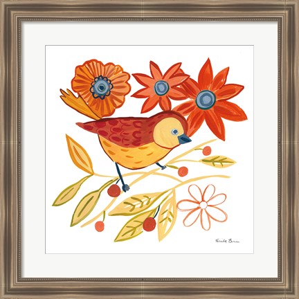 Framed Orange Bird III Print