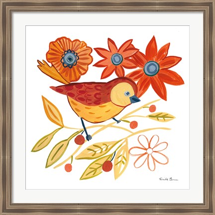 Framed Orange Bird III Print