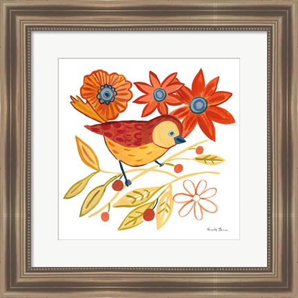 Framed Orange Bird III Print