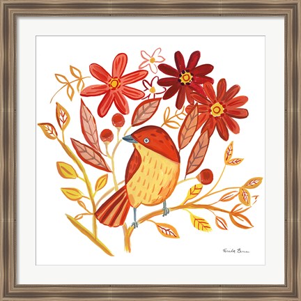 Framed Orange Bird II Print