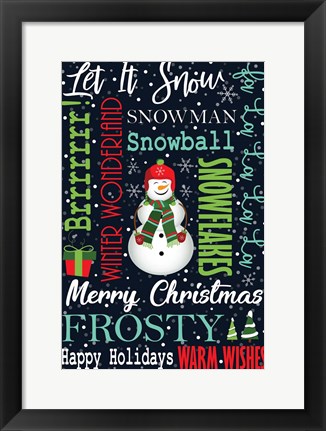 Framed Snowman Typography Print