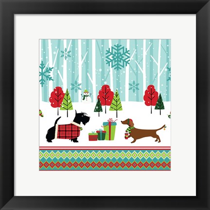 Framed Winter Pet Scene Print