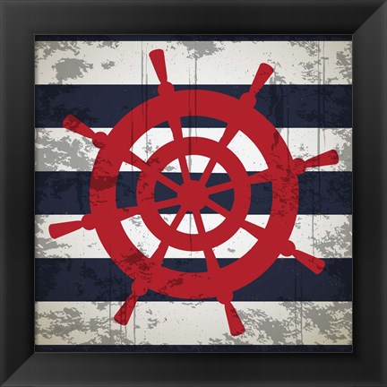 Framed Ship Wheel Print