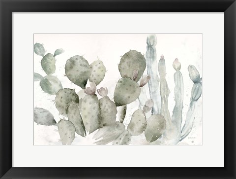 Framed Cactus Garden Landscape Black/White Print