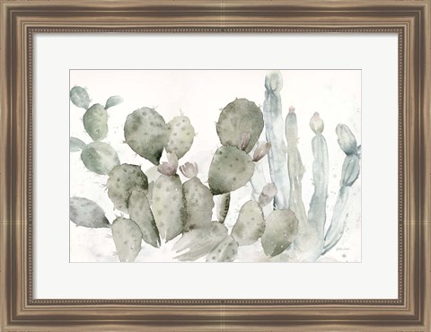 Framed Cactus Garden Landscape Black/White Print