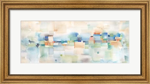 Framed Teal Abstract Horizontal Print