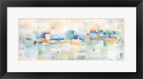 Framed Teal Abstract Horizontal Print