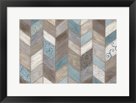 Framed Rustic Chevron Neutral Print