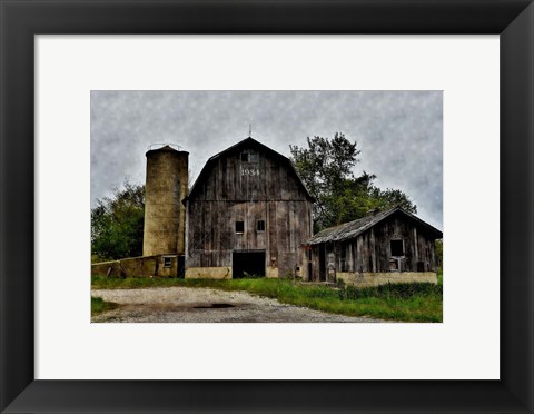 Framed Old Barn and Silo Print