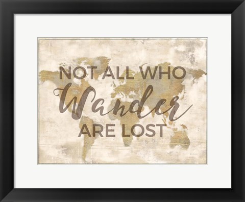 Framed Rustic World Map Cream-Wander Print