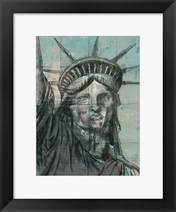 Framed Statue Of Liberty Charcoal Print