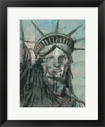 Framed Statue Of Liberty Charcoal Print