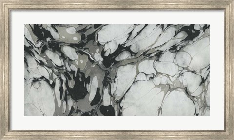 Framed Black and White Marble Panel Trio III Print