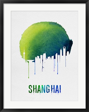 Framed Shanghai Skyline Blue Print