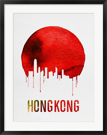 Framed Hong Kong Skyline Red Print