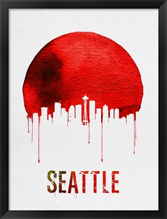 Framed Seattle Skyline Red Print