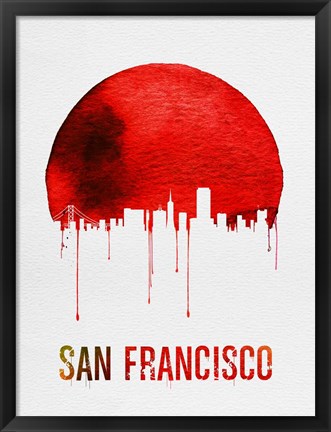 Framed San Francisco Skyline Red Print