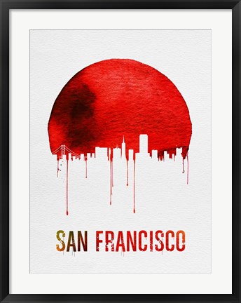 Framed San Francisco Skyline Red Print