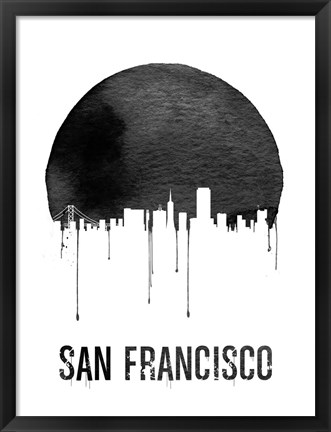 Framed San Francisco Skyline White Print