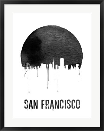 Framed San Francisco Skyline White Print