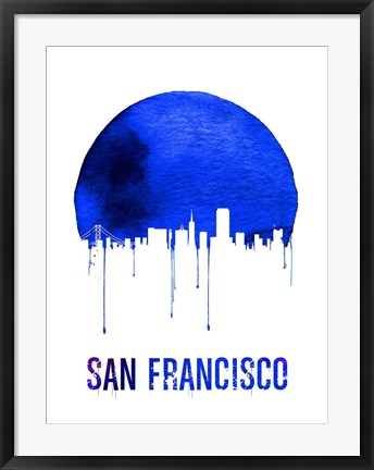 Framed San Francisco Skyline Blue Print