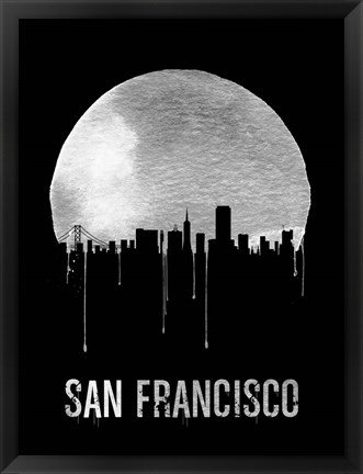 Framed San Francisco Skyline Black Print