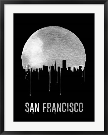 Framed San Francisco Skyline Black Print