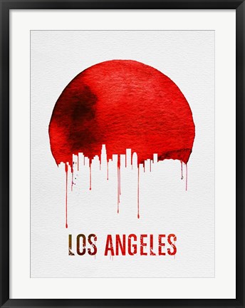 Framed Los Angeles Skyline Red Print