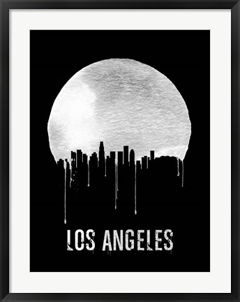 Framed Los Angeles Skyline Black Print