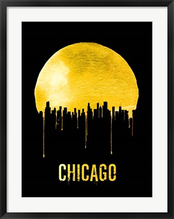 Framed Chicago Skyline Yellow Print