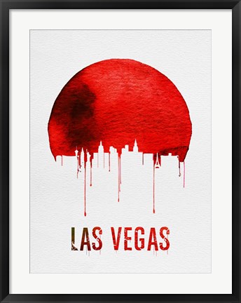 Framed Las Vegas Skyline Red Print