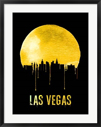 Framed Las Vegas Skyline Yellow Print