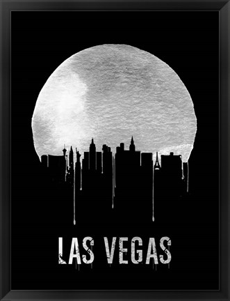 Framed Las Vegas Skyline Black Print