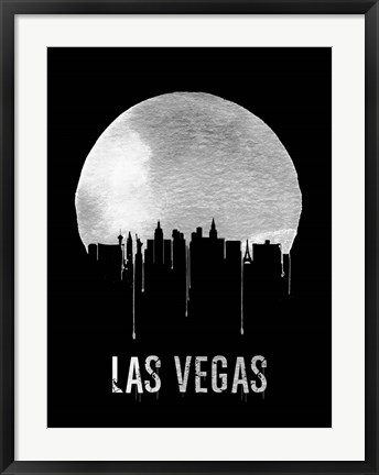 Framed Las Vegas Skyline Black Print