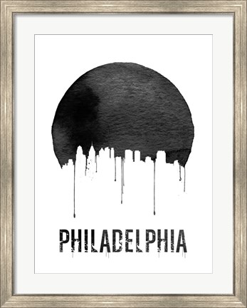 Framed Philadelphia Skyline White Print