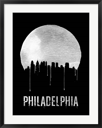 Framed Philadelphia Skyline Black Print