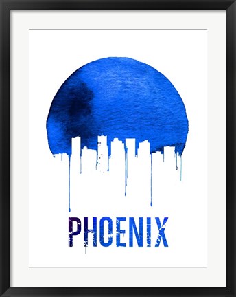 Framed Phoenix Skyline Blue Print