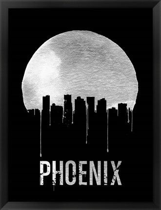 Framed Phoenix Skyline Black Print