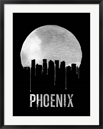 Framed Phoenix Skyline Black Print