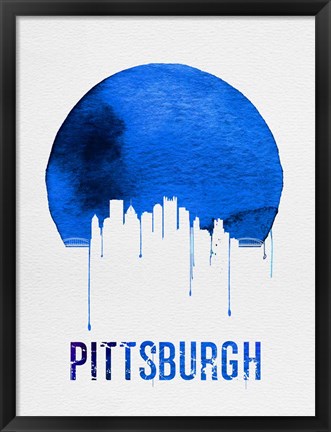 Framed Pittsburgh Skyline Blue Print