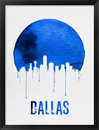 Framed Dallas Skyline Blue Print