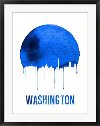 Framed Washington Skyline Blue Print