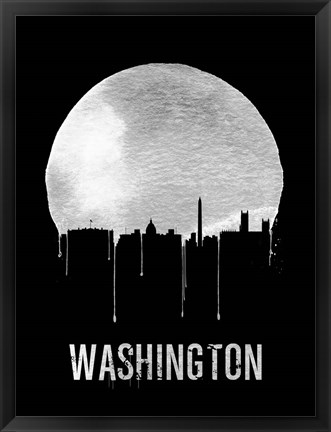 Framed Washington Skyline Black Print