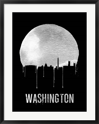 Framed Washington Skyline Black Print