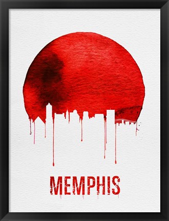 Framed Memphis Skyline Red Print