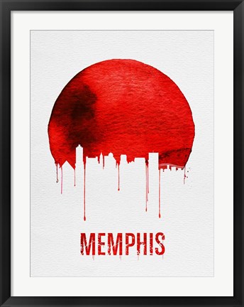 Framed Memphis Skyline Red Print