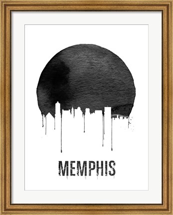 Framed Memphis Skyline White Print