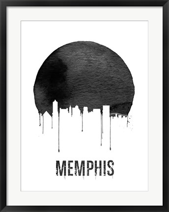 Framed Memphis Skyline White Print