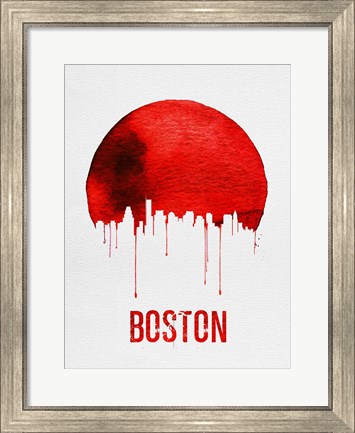 Framed Boston Skyline Red Print