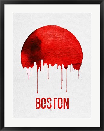 Framed Boston Skyline Red Print